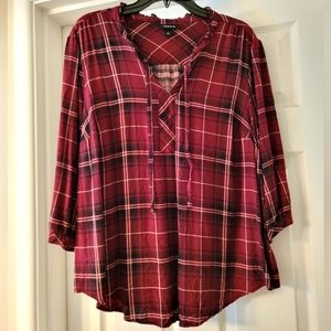 Torrid Burgundy Plaid Blouse